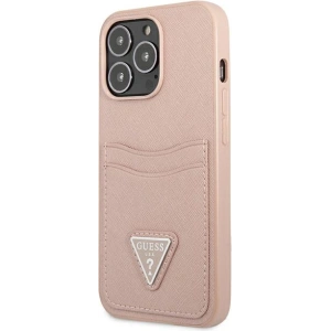 Etui Guess GUHCP13LPSATPP Apple iPhone 13 Pro różowy/pink hardcase SaffianoTriangle Logo Cardslot