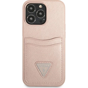 Etui Guess GUHCP13LPSATPP Apple iPhone 13 Pro różowy/pink hardcase SaffianoTriangle Logo Cardslot