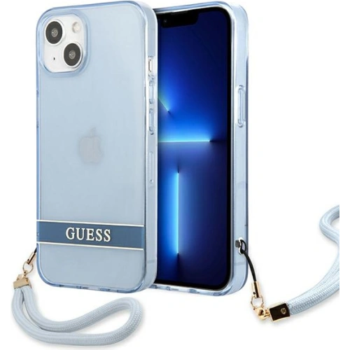 Kup Hülle Guess GUHCP13MHTSGSB Apple iPhone 13 blau/blue Hartschale Translucent Stap - GUE1866BLU - {ean13} - Sklep Home Screen