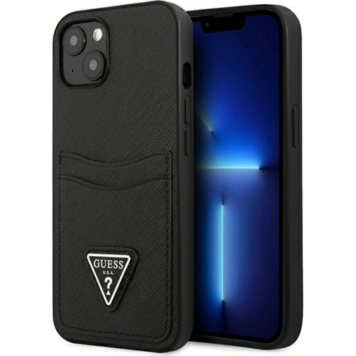 Kup Hülle Guess GUHCP13MPSATPK Apple iPhone 13 schwarz/schwarz Hardcase SaffianoTriangle Logo Kartenfach - GUE1867BLK - {ean13} - Sklep Home Screen