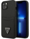 Etui Guess GUHCP13MPSATPK Apple iPhone 13 černý/black hardcase SaffianoTriangle Logo Cardslot