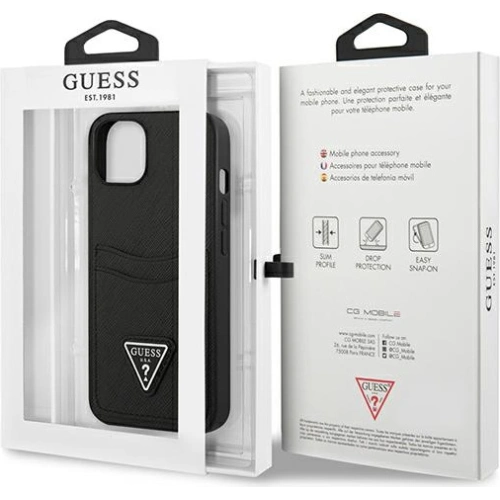 Kup Hülle Guess GUHCP13MPSATPK Apple iPhone 13 schwarz/schwarz Hardcase SaffianoTriangle Logo Kartenfach - GUE1867BLK - {ean13} - Sklep Home Screen