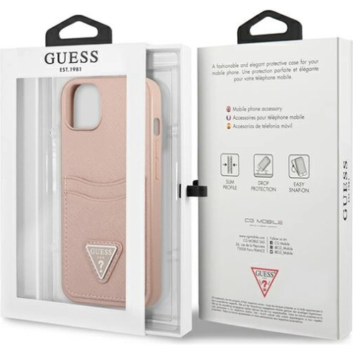 Kup Etui Guess GUHCP13MPSATPP Apple iPhone 13 różowy/pink hardcase SaffianoTriangle Logo Cardslot - GUE1868PNK - {ean13} - Sklep Home Screen