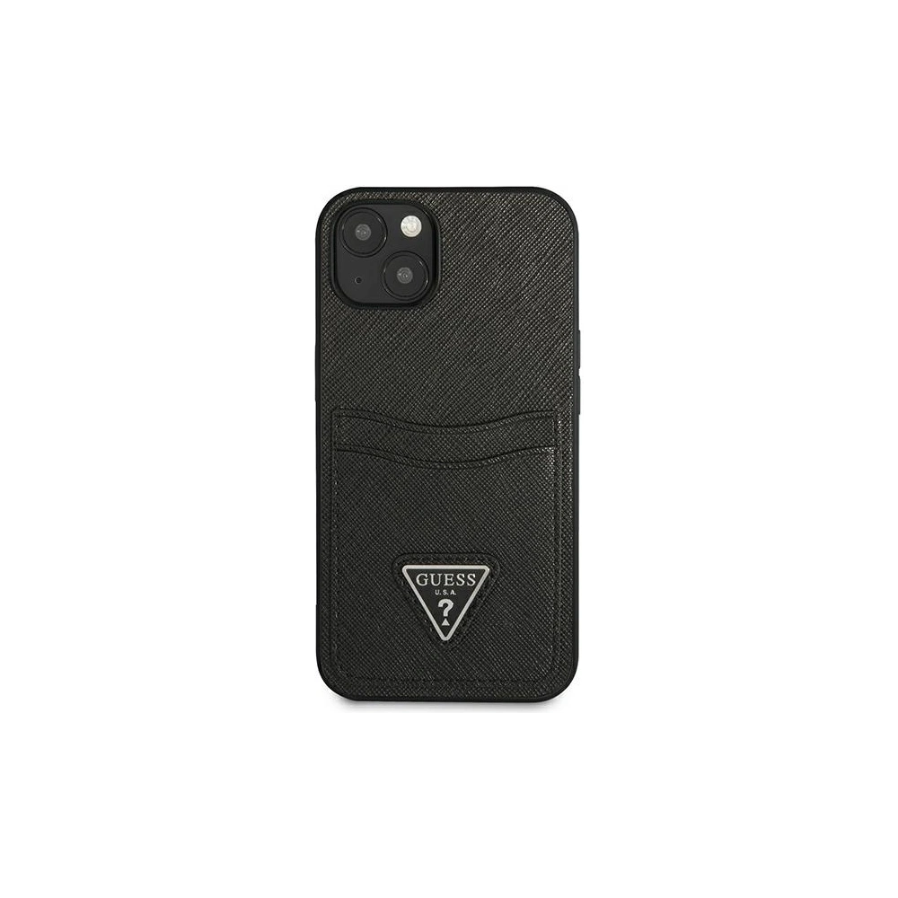 Etui Guess GUHCP13SPSATPK Apple iPhone 13 mini czarny/black hardcase SaffianoTriangle Logo Cardslot