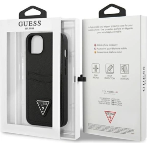 Kup Case Guess GUHCP13SPSATPK Apple iPhone 13 mini schwarz/black hardcase SaffianoTriangle Logo Kartenfach - GUE1870BLK - {ean13} - Sklep Home Screen