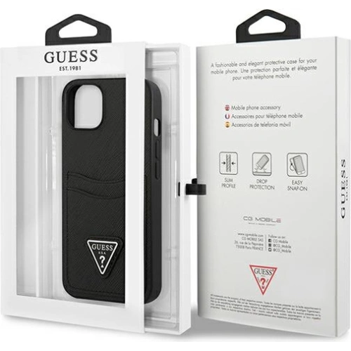Kup Case Guess GUHCP13SPSATPK Apple iPhone 13 mini schwarz/black hardcase SaffianoTriangle Logo Kartenfach - GUE1870BLK - {ean13} - Sklep Home Screen