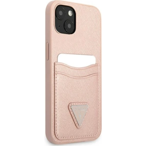 Kup Hülle Guess GUHCP13SPSATPP Apple iPhone 13 mini rosa/pink Hardcase SaffianoTriangle Logo Kartenfach - GUE1871PNK - {ean13} - Sklep Home Screen