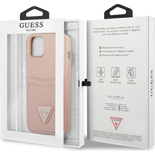 Kup Etui Guess GUHCP13SPSATPP Apple iPhone 13 mini rózsaszín/pink keménytok SaffianoTriangle Logo Kártyatartó - GUE1871PNK - {ean13} - Sklep Home Screen