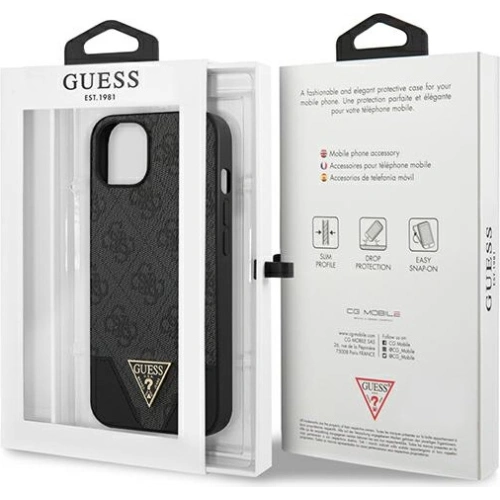 Kup Hülle Guess GUHCP13SPU4GHBK Apple iPhone 13 mini grau/grey Hardcase 4G Triangle Collection - GUE1872GRY - {ean13} - Sklep Home Screen