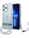 Hülle Guess GUHCP13XHTSGSB Apple iPhone 13 Pro Max blau/blue Hardcase Translucent Stap