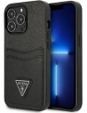Hülle Guess GUHCP13XPSATPK Apple iPhone 13 Pro Max schwarz/schwarzes Hardcase SaffianoTriangle Logo Kartenfach