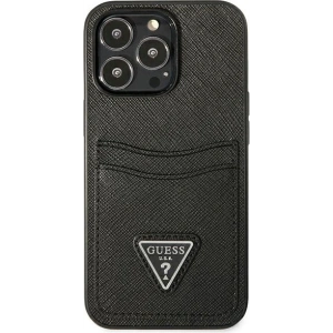 Buy Guess GUHCP13XPSATPK Apple iPhone 13 Pro Max black hardcase SaffianoTriangle Logo Cardslot - GUE1874BLK - {ean13} - Home Screen Store Europe