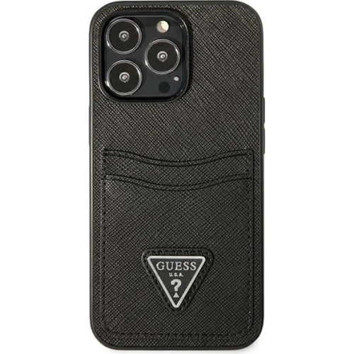Kup Hülle Guess GUHCP13XPSATPK Apple iPhone 13 Pro Max schwarz/schwarzes Hardcase SaffianoTriangle Logo Kartenfach - GUE1874BLK - {ean13} - Sklep Home Screen