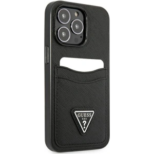 Kup Hülle Guess GUHCP13XPSATPK Apple iPhone 13 Pro Max schwarz/schwarzes Hardcase SaffianoTriangle Logo Kartenfach - GUE1874BLK - {ean13} - Sklep Home Screen