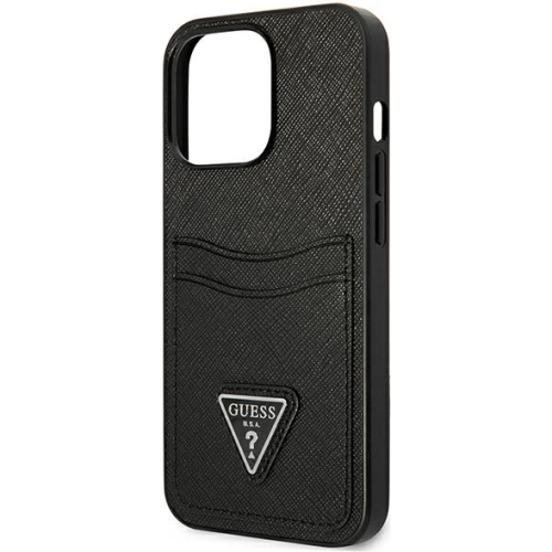 Kup Hülle Guess GUHCP13XPSATPK Apple iPhone 13 Pro Max schwarz/schwarzes Hardcase SaffianoTriangle Logo Kartenfach - GUE1874BLK - {ean13} - Sklep Home Screen