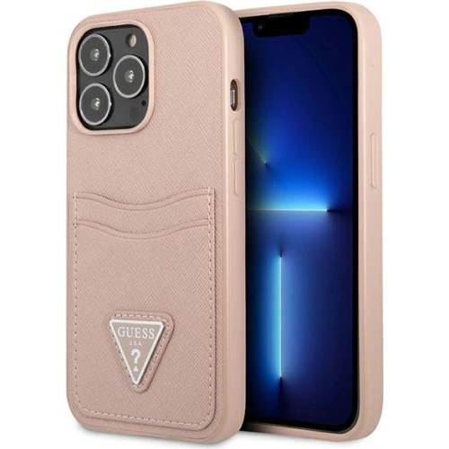 Kup Hülle Guess GUHCP13XPSATPP Apple iPhone 13 Pro Max rosa/pink Hardcase Saffiano Triangle Logo Kartenfach - GUE1875PNK - {ean13} - Sklep Home Screen