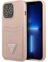 Hülle Guess GUHCP13XPSATPP Apple iPhone 13 Pro Max rosa/pink Hardcase Saffiano Triangle Logo Kartenfach