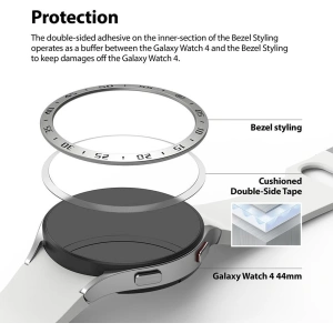 Kup Nakladă Ringke Bezel Styling Samsung Galaxy Watch 5/4 44mm oțel inoxidabil 44-01 Argintiu - RGK1619SSLV - {ean13} - Sklep Home Screen
