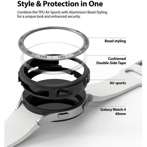 Kup Nakládka Ringke Bezel Styling 40-01 + etui Ringke Air Sports Samsung Galaxy Watch 4 40mm Černá/Stříbrná - RGK1620BLKSLV - {ean13} - Sklep Home Screen