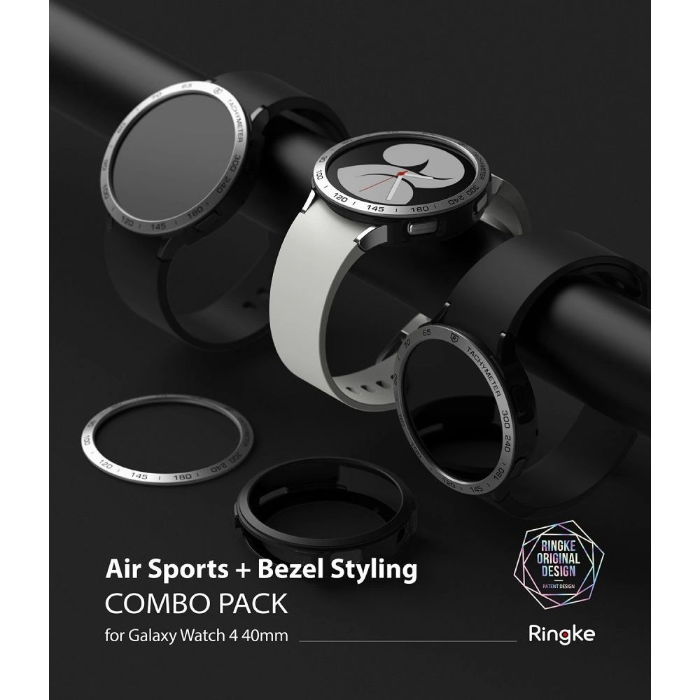 Nakładka Ringke Bezel Styling 40-01 + etui Ringke Air Sports Samsung Galaxy Watch 4 40mm Black/Silver