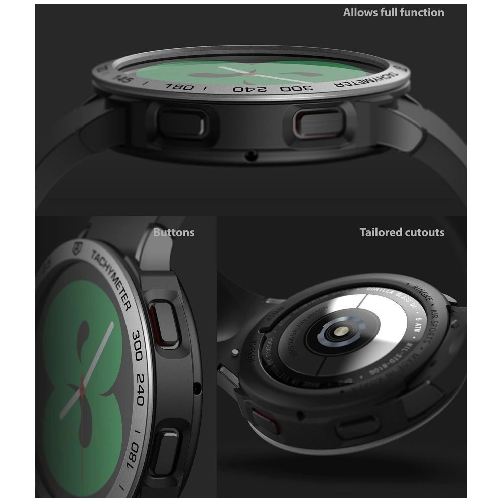 Nakładka Ringke Bezel Styling 40-01 + etui Ringke Air Sports Samsung Galaxy Watch 4 40mm Black/Silver