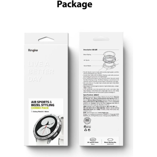 Buy Ringke Bezel Styling 40-01 + Ringke Air Sports Samsung Galaxy Watch 4 40mm Black/Silver - RGK1620BLKSLV - {ean13} - Home Screen Store Europe