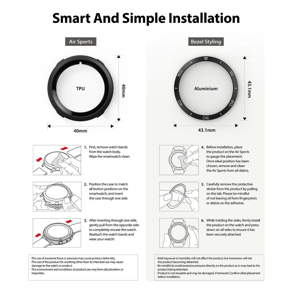 Nakładka Ringke Bezel Styling 40-02 + etui Ringke Air Sports Samsung Galaxy Watch 4 40mm Black