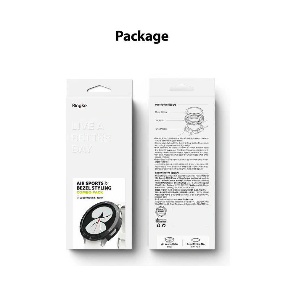 Nakładka Ringke Bezel Styling 40-02 + etui Ringke Air Sports Samsung Galaxy Watch 4 40mm Black
