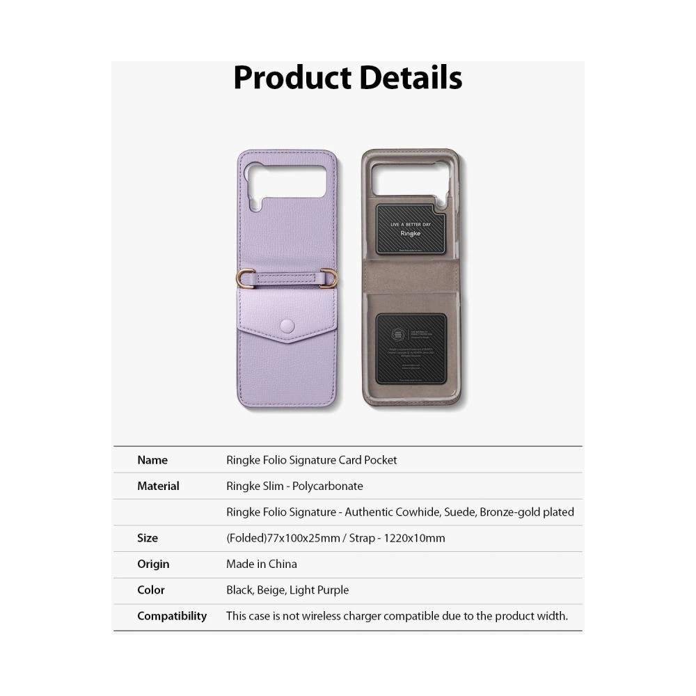 Etui Ringke Folio Signature Card Pocket Samsung Galaxy Z Flip 3 Light Purple