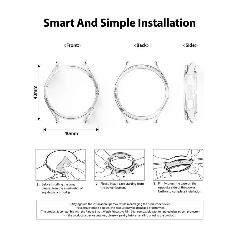 Etui Ringke Slim Samsung Galaxy Watch 4 40mm Clear + Black [2 PACK]