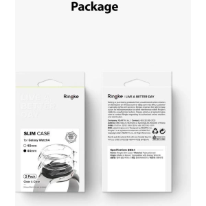 Buy Ringke Slim Samsung Galaxy Watch 4 44mm Clear + Black [2 PACK] - RGK1625CLBLK - {ean13} - Home Screen Store Europe