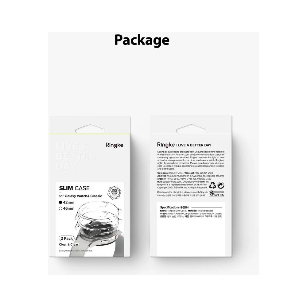 Etui Ringke Slim Samsung Galaxy Watch 4 Classic 42mm Clear + Black [2 PACK]
