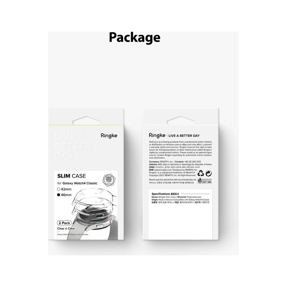 Etui Ringke Slim Samsung Galaxy Watch 4 Classic 46mm Clear + Black [2 PACK]