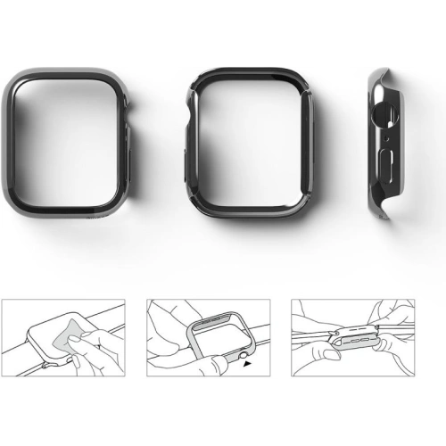 Kup Case Ringke Slim Apple Watch 4/5/6/7/8/9/SE 44/45mm Clear + Dark Chrome [2 PACK] - RGK1631CLCHR - {ean13} - Sklep Home Screen