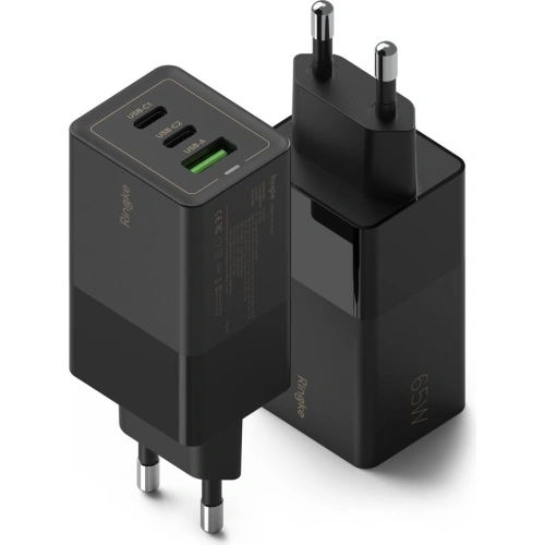 Kup Încărcătorul de rețea Ringke Charger GaN 3-port 65W Negru - RGK1641BLK - {ean13} - Sklep Home Screen