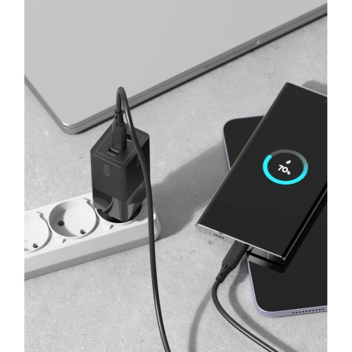 Kup Încărcătorul de rețea Ringke Charger GaN 3-port 65W Negru - RGK1641BLK - {ean13} - Sklep Home Screen