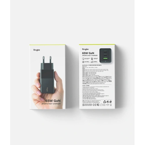 Kup Încărcătorul de rețea Ringke Charger GaN 3-port 65W Negru - RGK1641BLK - {ean13} - Sklep Home Screen