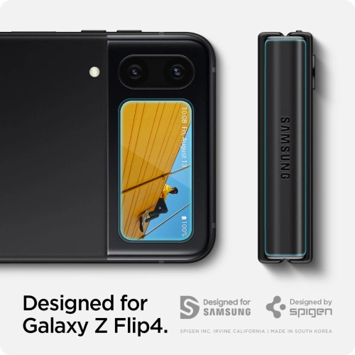 Kup Gehärtetes Glas Spigen GLAS.tR ez Fit + Hinge Film Samsung Galaxy Z Flip 4 Schwarz [2 PACK] - SPN2309BLK - {ean13} - Sklep Home Screen