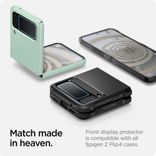Kup Gehärtetes Glas Spigen GLAS.tR ez Fit + Hinge Film Samsung Galaxy Z Flip 4 Schwarz [2 PACK] - SPN2309BLK - {ean13} - Sklep Home Screen