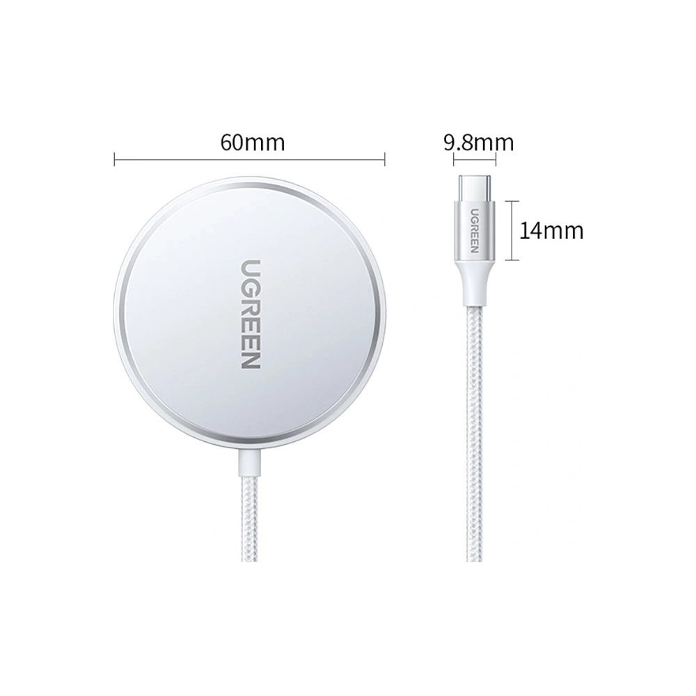 Ładowarka bezprzewodowa UGREEN CD284 15W MagSafe srebrny
