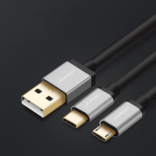 Kup Kabel UGREEN US196 USB - USB-C + microUSB 1m schwarz - UGR1379BLK - {ean13} - Sklep Home Screen