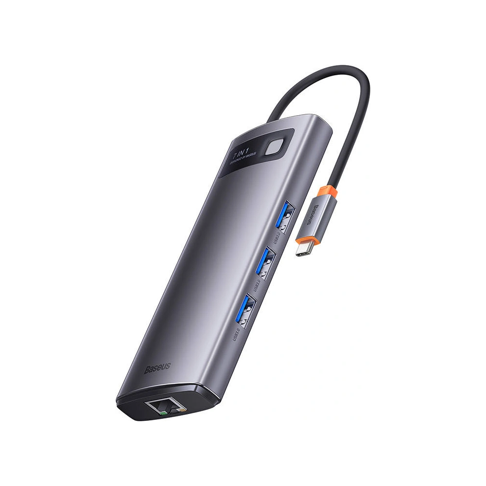 Hub 7w1 Baseus Metal Gleam Series USB-C - 3x USB 3.0 + HDMI + USB-C PD + VGA + Ethernet RJ45