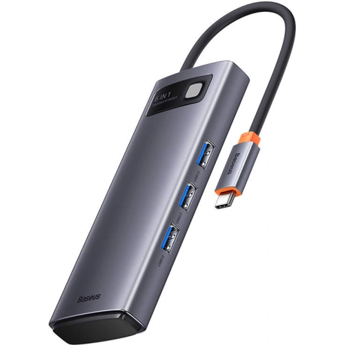 Kup Hub 6in1 Baseus Metal Gleam Series USB-C - 3x USB 3.0 + USB-C PD + microSD/SD - BSU3493 - {ean13} - Sklep Home Screen