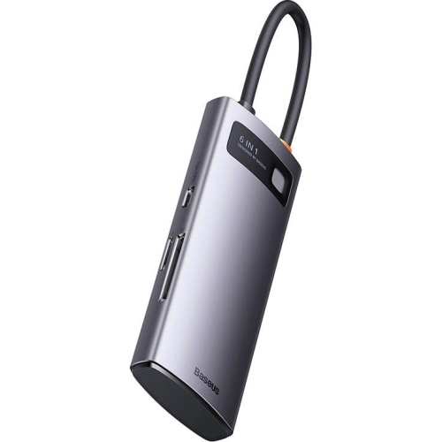 Kup Hub 6in1 Baseus Metal Gleam Series USB-C - 3x USB 3.0 + USB-C PD + microSD/SD - BSU3493 - {ean13} - Sklep Home Screen