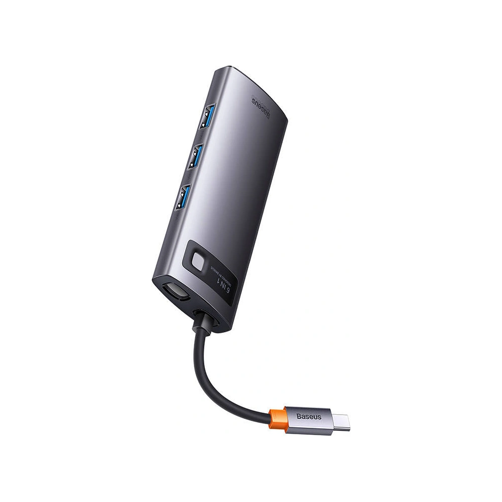 Hub 6w1 Baseus Metal Gleam Series USB-C - 3x USB 3.0 + USB-C PD +  microSD/SD