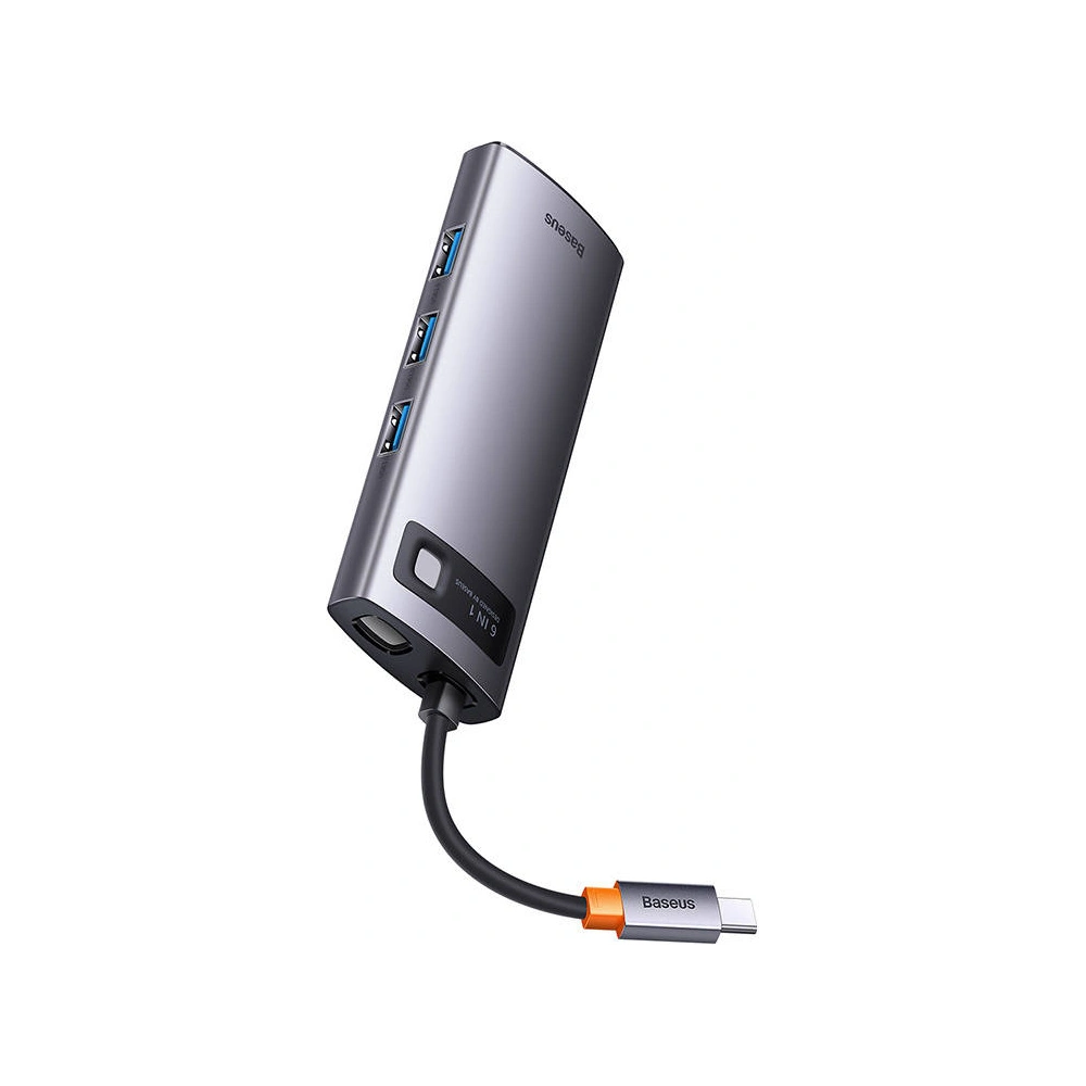 Hub 6w1 Baseus Metal Gleam Series USB-C - 3x USB 3.0 + 2x HDMI + USB-C PD