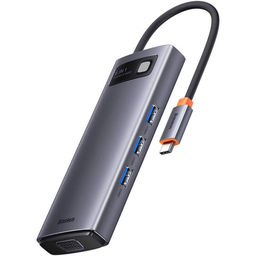 Kup Hub 6w1 Baseus Metal Gleam Series USB-C - 3x USB 3.0 + HDMI + USB-C PD + VGA - BSU3495 - {ean13} - Sklep Home Screen
