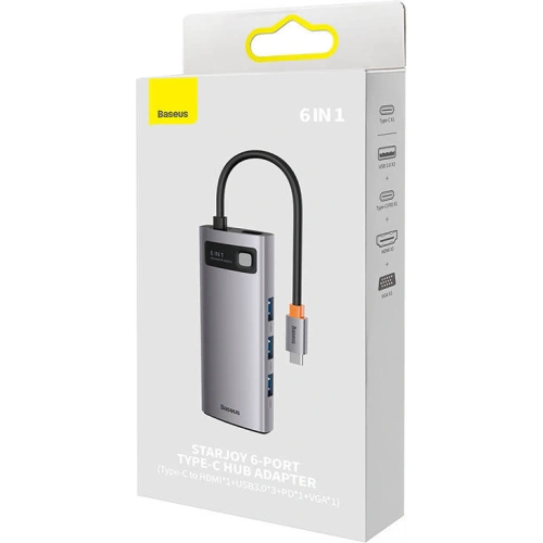 Kup Hub 6w1 Baseus Metal Gleam Series USB-C - 3x USB 3.0 + HDMI + USB-C PD + VGA - BSU3495 - {ean13} - Sklep Home Screen