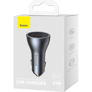 Kup Ładowarka samochodowa Baseus Golden Contactor Pro, 2x USB-C, 1x USB, 65W (szara) - BSU3499GRY - {ean13} - Sklep Home Screen