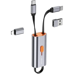 Adapter USAMS 4w1 2xUSB-C / USB-C na USB-A/ USB-C na Lightning 60W stalowy/steel SJ560USB01
